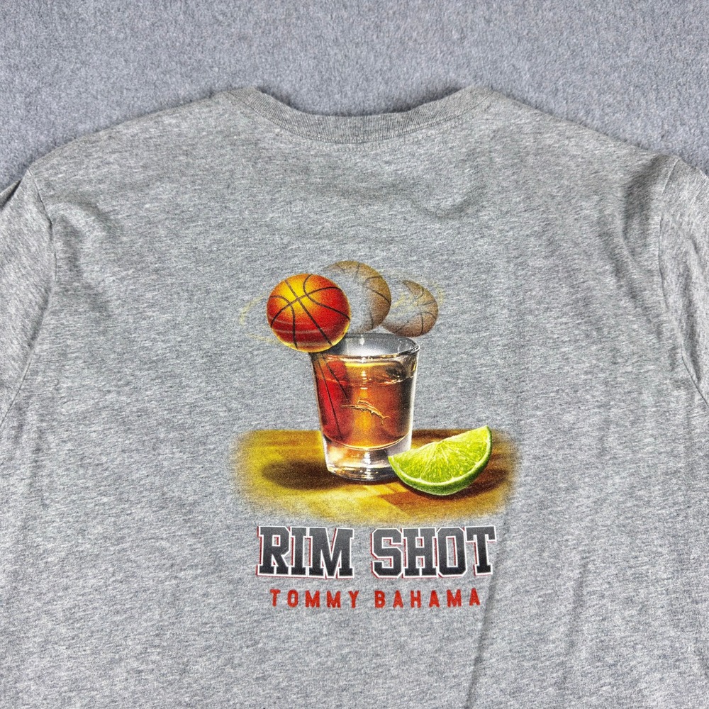 Tommy Bahama T Shirt Mens M Gray Rim Shot Tee Short Sleeve Cotton